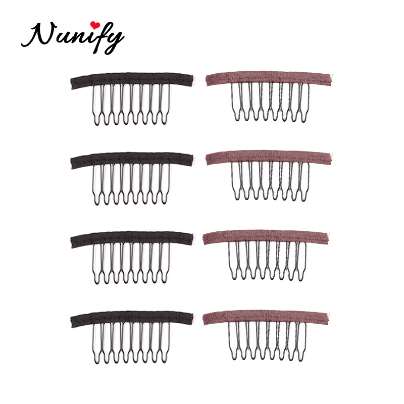 Nunify 6 8 Teeth Sewing Hair Wig Clips Tools Black Brown Clips For Hair Extensions Stainless Steel Wig For Wig Caps Cheap Clips