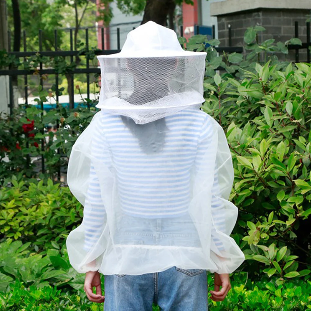 White Keeping Beekeeper Equipment Professional Beekeeping Protective Jacket Suit With Detachable Hood Bee Keepers Supplies