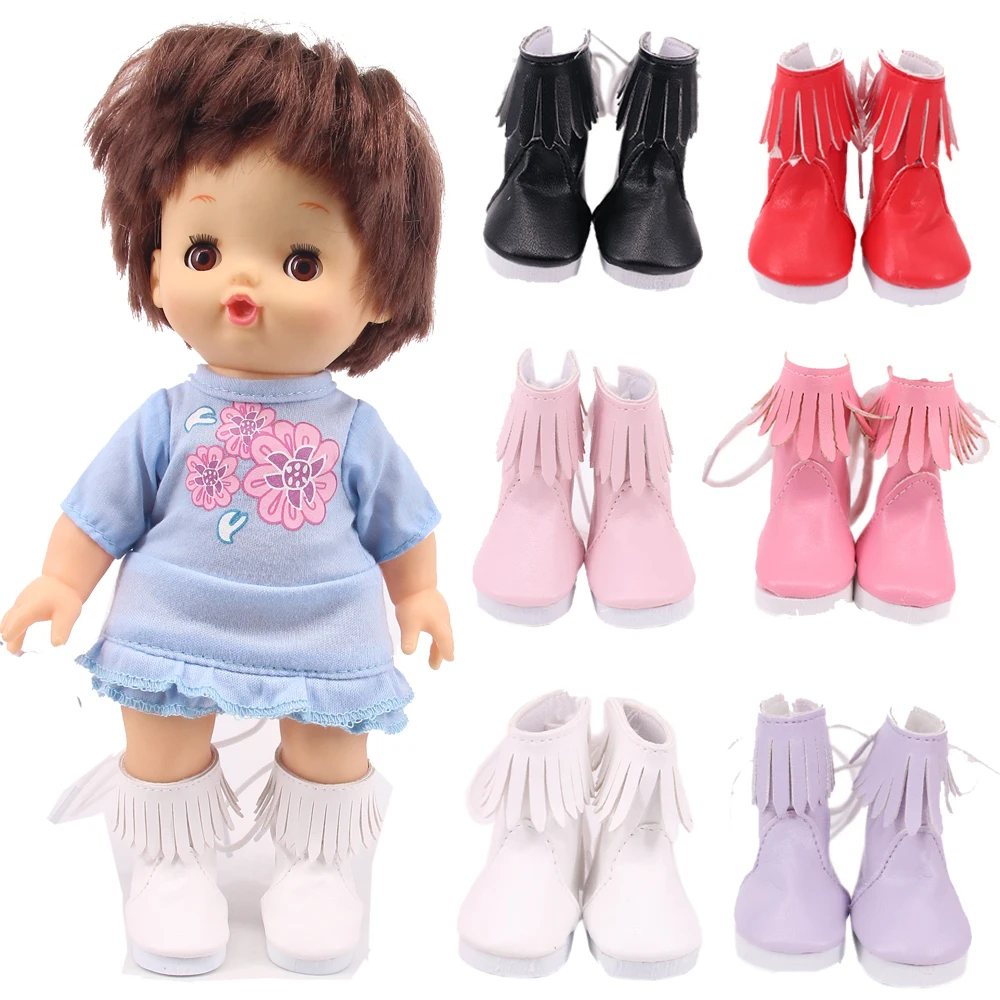 5Cm Doll Shoes 6 Color High Top Tassel Leather Boots For 25Cm Mellchan Baby Nenuco Doll Hermanita Baby Gifts To Our Generation