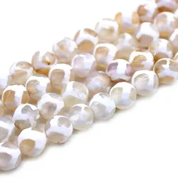 Faceted White DZI Tibet Agate Stone Beads Round  Spacer Loose Beads 6 8 10 12 14mm for Jewelry Making DIY Bracelet 15