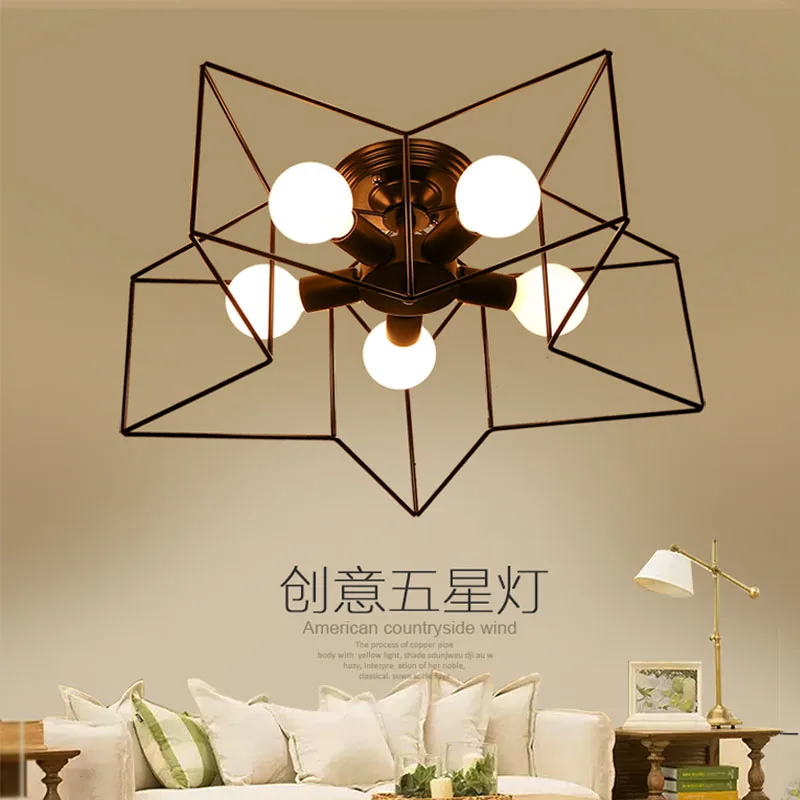 

Retro Black nordic Star Ceiling Lamp industrieel Ceiling lights for bedroom vintage decor Corridor Dining room Loft chandelier