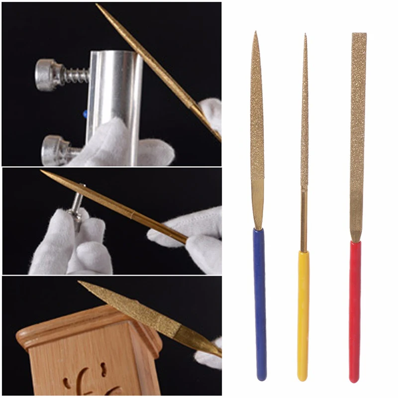 3pcs Small Diamond File Needle Set Polishing Tools 150 Grit Sharpening Grinding Hand Tuning Files Kit for Glass Metal