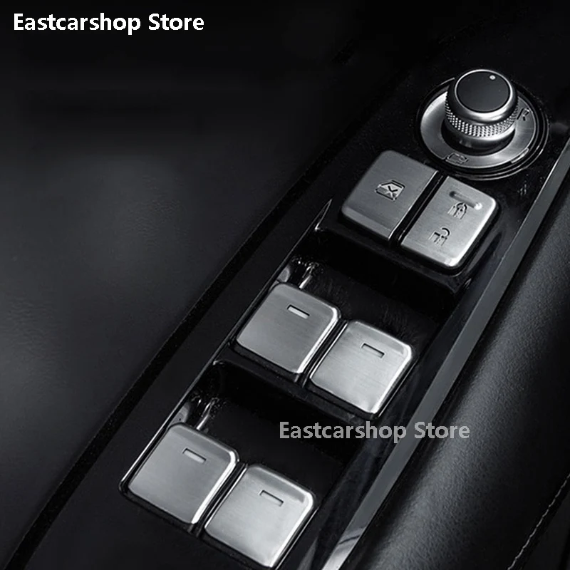 

For Mazda 6 Atenza 2019 2020 2021 2022 Car Aluminum Alloy Sequins Door Window Glass Panel Armrest Lift Switch Button Accessories