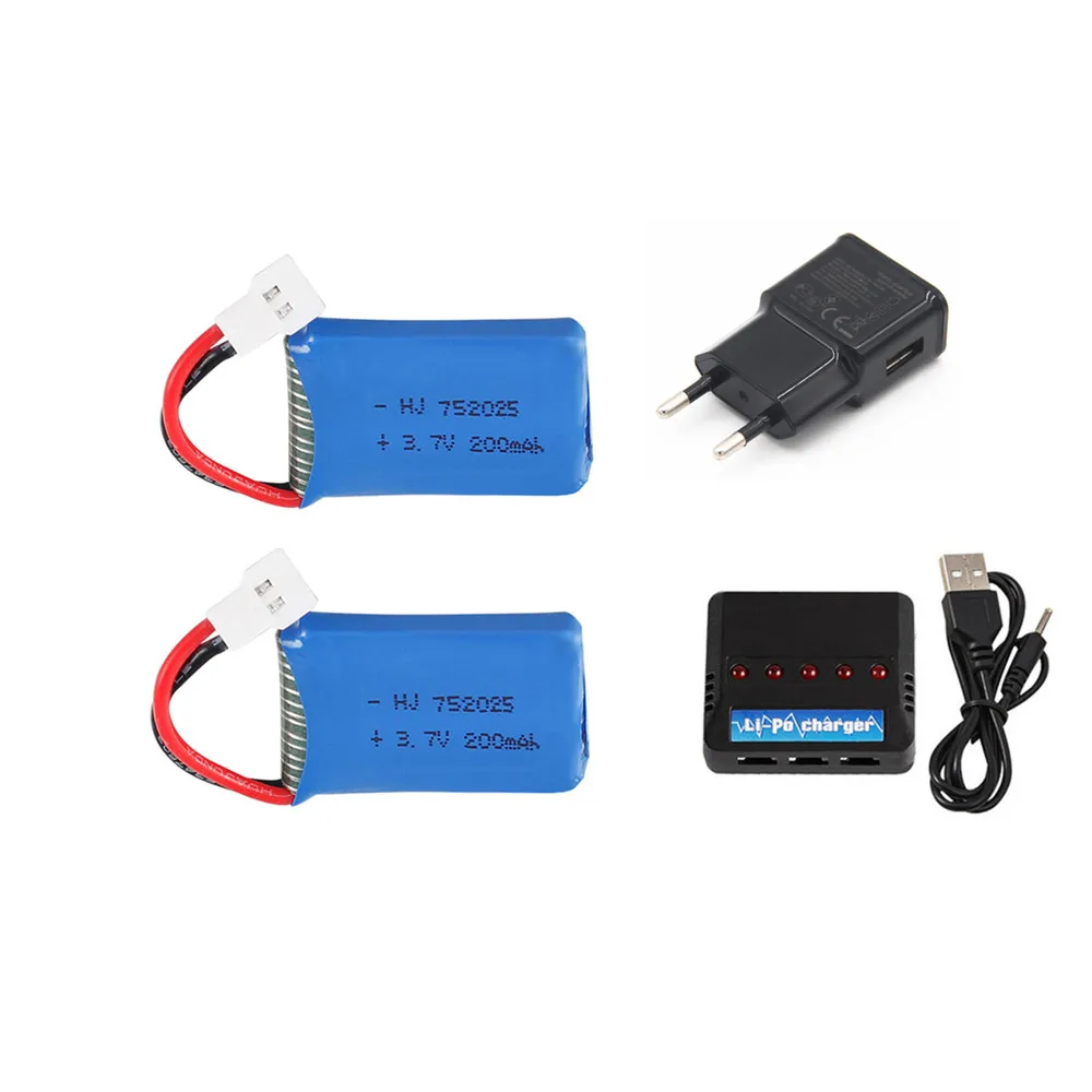 Литий-полимерный аккумулятор 3,7 в 200 мАч для Syma X4 X11 X13 запасные части для радиоуправляемого квадрокоптера дрона 3,7 в 752025 аккумулятор и зарядное устройство 5 в 1