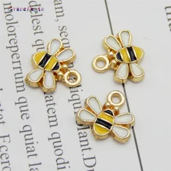 GraceAngie 10pcs  tiny bee enamel charm for jewelry making crafting cute earring pendant necklace bracelet charms 11mm trendy