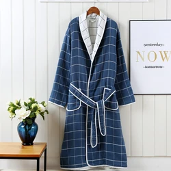 100% Cotton Autumn 6 Ply Gauze Kimono Robe Bathrobe  Men And Women Sleepwear Sleepshirts Female Bathrobe Home Clothes