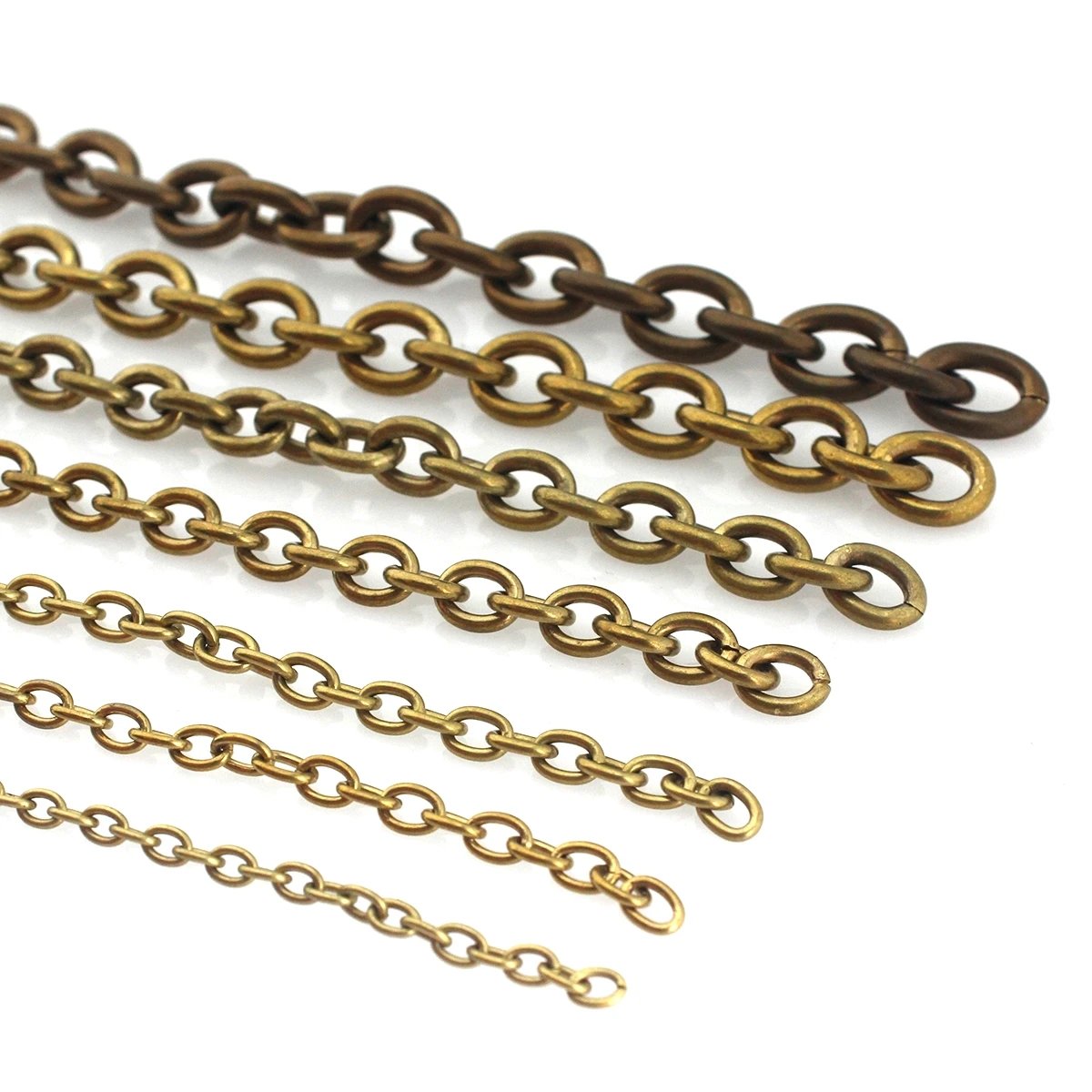 1 Meter Solid Brass O Ring Bags Chain Link Necklace Wheat Chain None-polished Bags Straps Parts DIY Accessories 7 Sizes