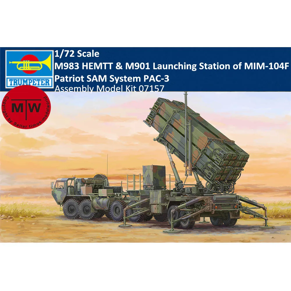 

Trumpeter 07157 1/72 Scale M983 HEMTT & M901 Launching Station of MIM-104F Patriot SAM System PAC-3 Plastic Assembly Model Kits