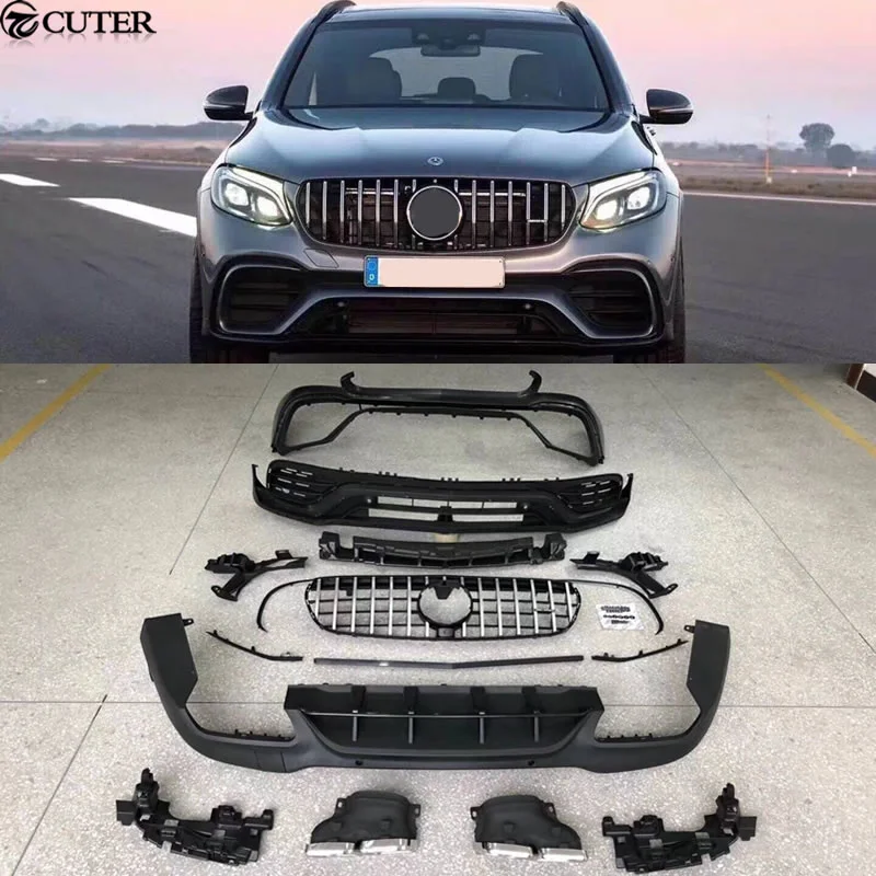 X253 Glc300 Glc63 Amg Style PP Front Bumper Rear Bumper for Mercedes Benz GLC Car Body Kit