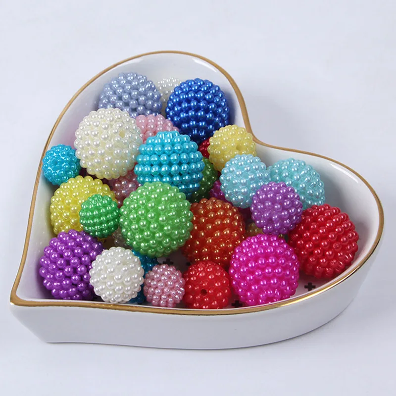 10mm 12mm 14mm 16mm 20mm Imitation Pearls Acrylic Bayberry Round Loose Spaced Beads for Jewelry Making DIY Handmade