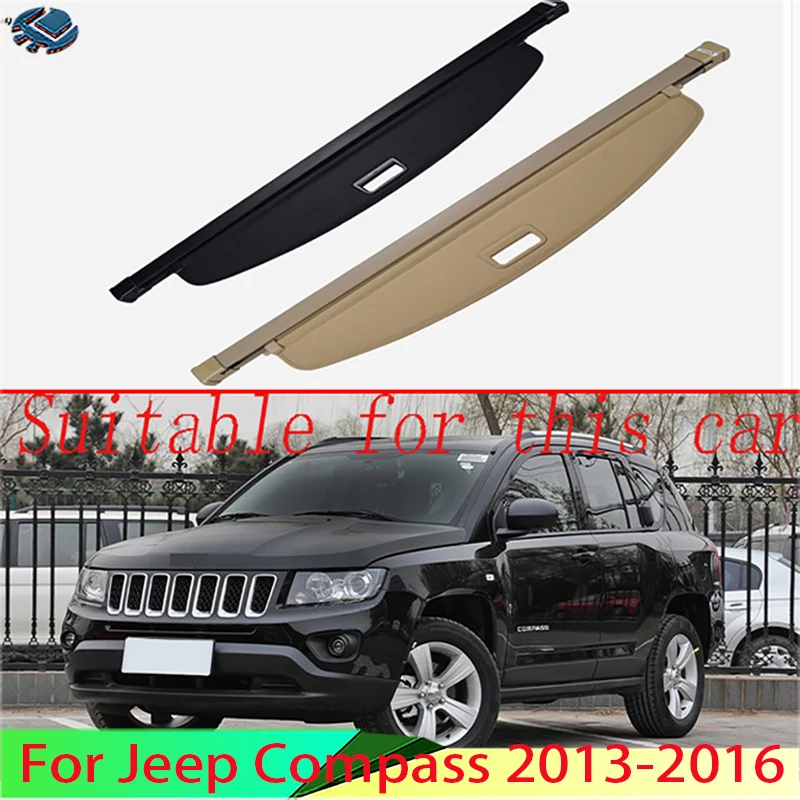 For Jeep Compass 2013-2016 Car Accessories Aluminum+Canvas Rear Cargo Cover privacy Trunk Screen Security Shield shade