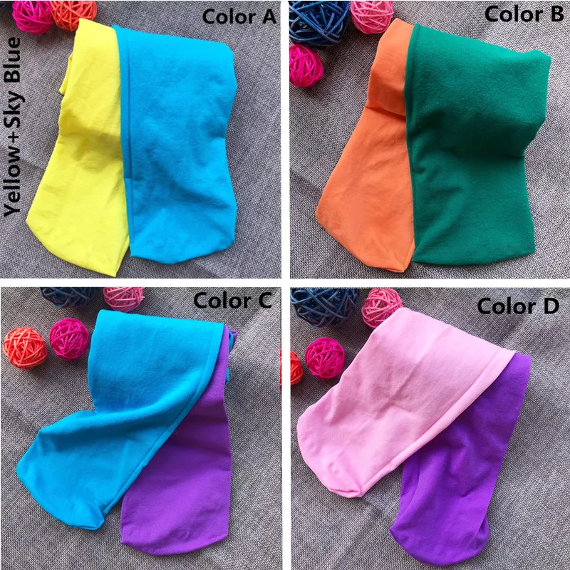 Candy Color Mixed Girls Velvet Tights Patchwork Baby Girl Stretch Trouser Skinny Pants Kids Dance Tights Pantyhose Stocking 3-7Y