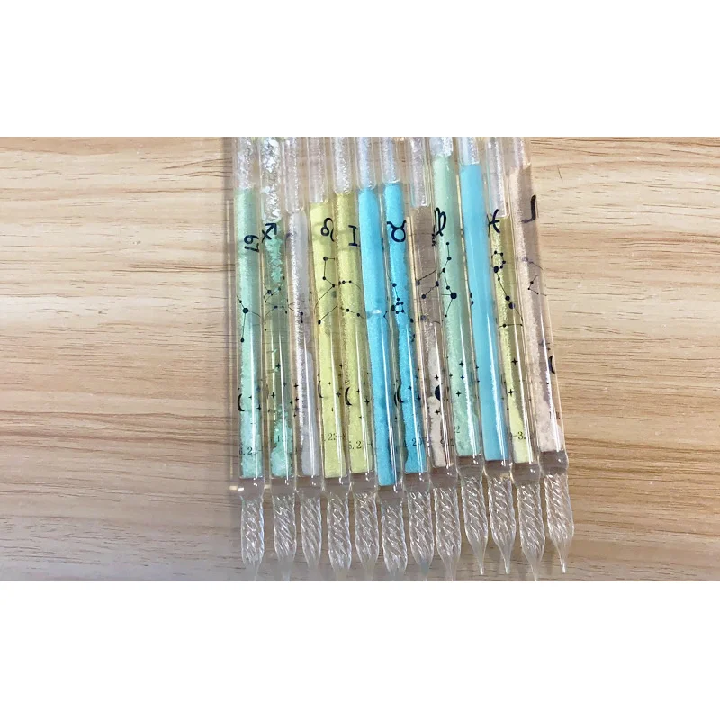 Ensemble de stylos à tremper en verre et d'encre, crayon signature, stylos à tremper pour étudiants, cadeaux créatifs, série 12 Constellations, 1PC