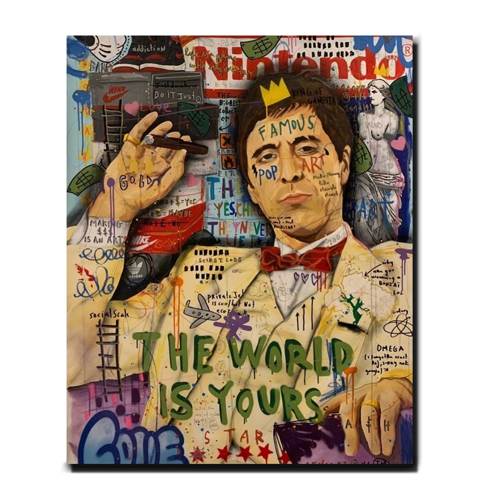 

The World is Yours Motivational Canvas Art Prints Graffiti Art Paintings on the Wall Posters Decorative Pictures For Living Room