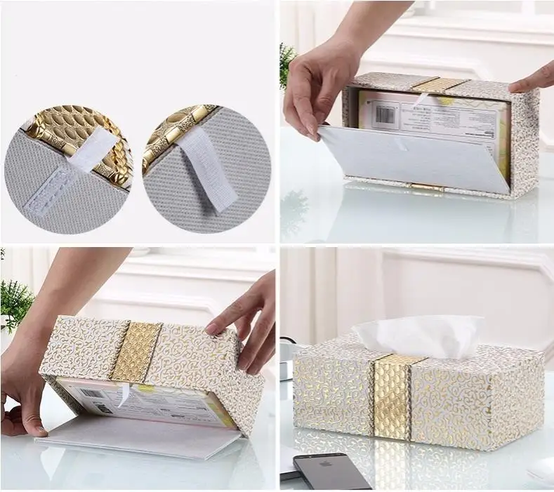 NEW PU Leather Car Home Rectangle Shaped Tissue Box  Fashion Elegant Household living Room Desktop Towel Napkin Tissue Holder