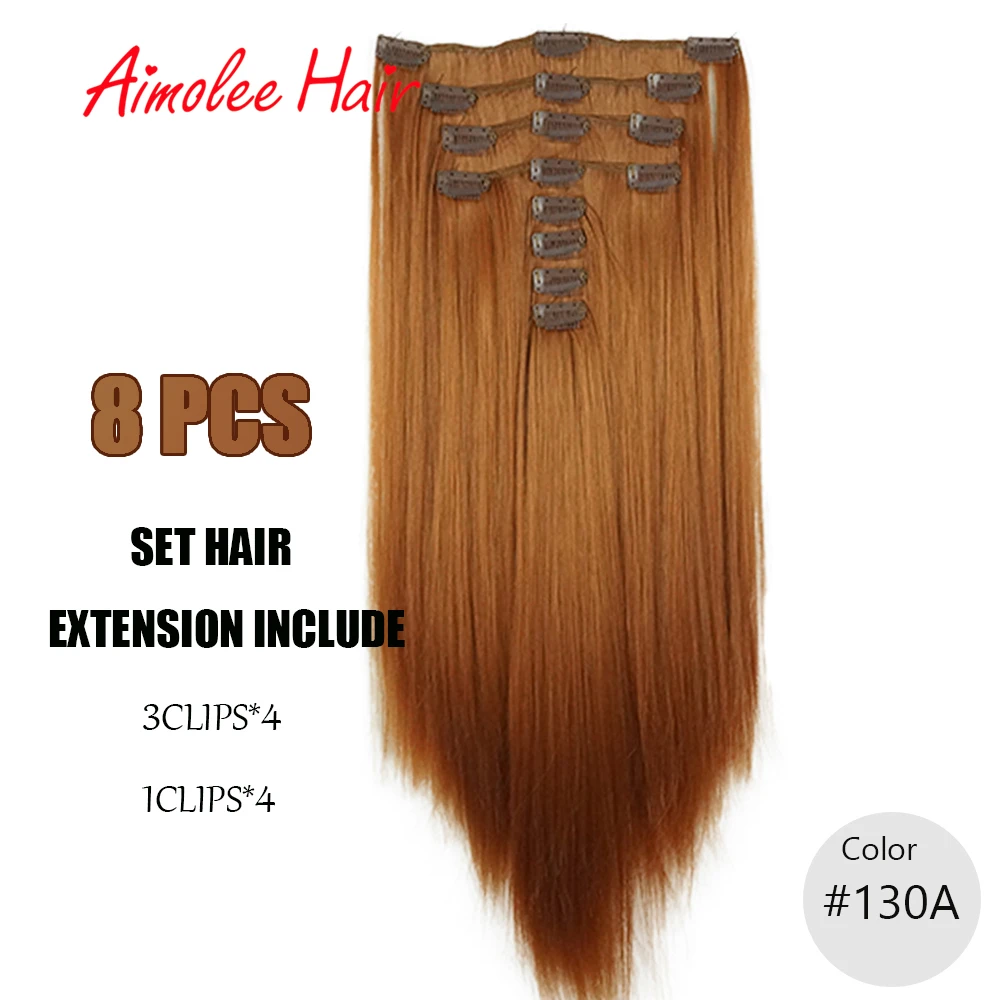 20inch 8PCS/Set Synthetic Hairpieces Long Straight Hair Extension Clip-in Hair Extensions Highlight Hair High Temperature Fiber