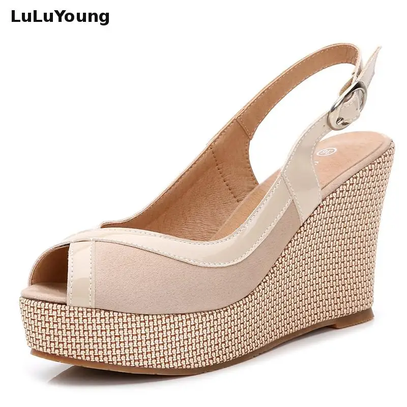 33-40 Summer High Heel Wedges Sandals Female Peep Toe Leisure Platform Sandals Women