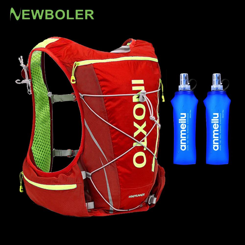 

NEWBOLER Trail Running Vest Backpack 8L 10L Ultra Running Hydration Vest Pack Marathon Running Rucksack Bag 500ml Soft Flask