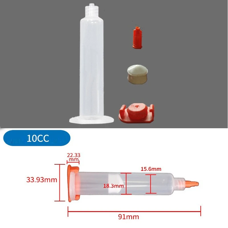 

50 PCS American style transparent Liquid Dispenser 10CC Dispensing Machine Syringe Adhesive Syringe Barrel Sleeve,Piston,Tip Cap