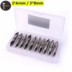 10Pcs HSS Center Drill Bits 2 Flutes 60 Degree Angle Precision Combined Countersink Drill Bit Power Tools 1x4mm /3x8mm