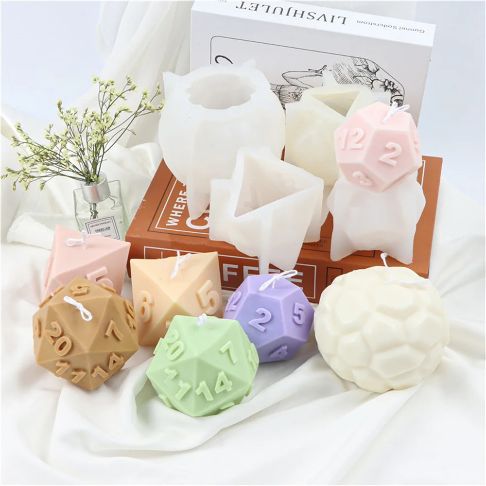 3D Dice Shaped Silicone Candle Mold DIY Handmade Soap Gypsum Clay Resin Crafts Making Mould Home Decoration Ornaments 2022 New