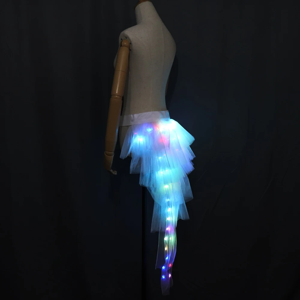 Women LED Ballet Skirt Dance Clothes Ballet Fashion Sexy Black Swan Mesh LED Costume Dance Skirt