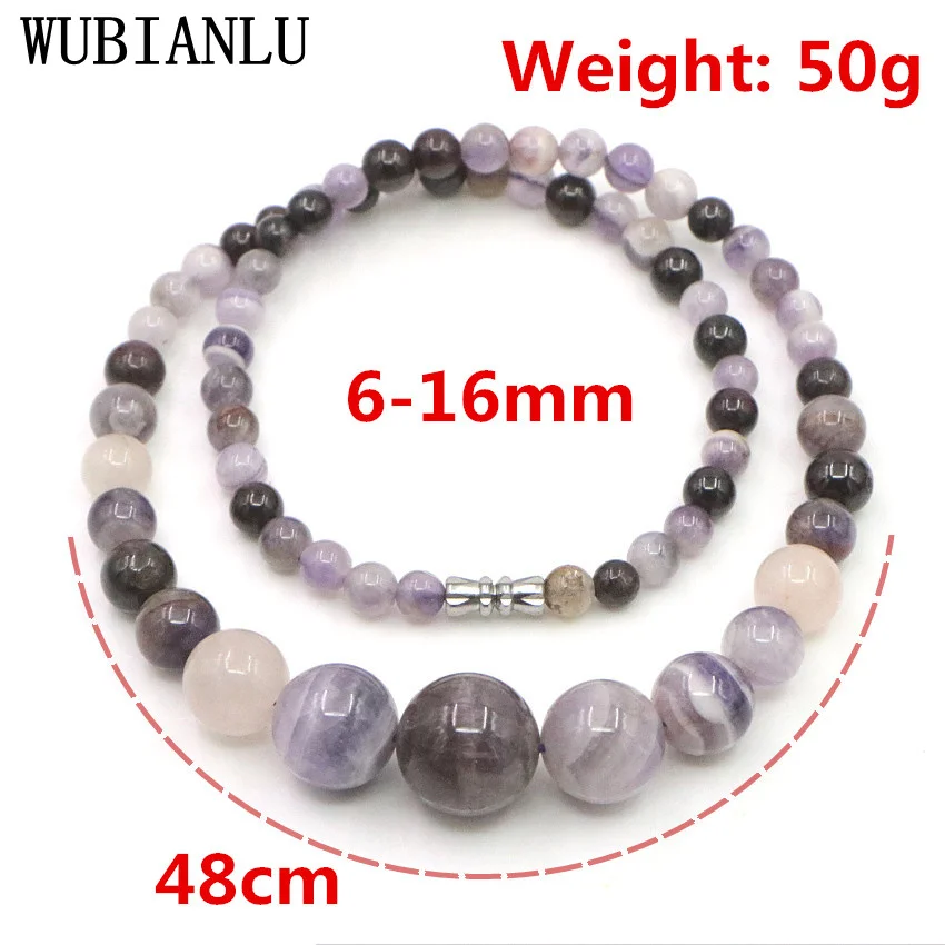 WUBIANLU Wholesale 6-16mm Natural Stone Amethysts Garnet Round Bead Necklace Bracelet Energy Fashion Jewelry Set For Women T224