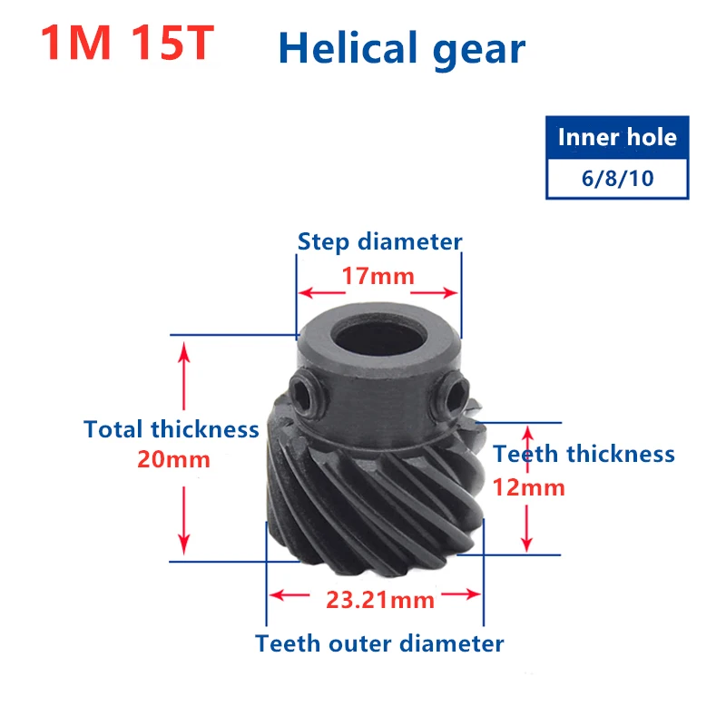 Custom helical teeth 1Mod 15 teeth  T spiral gear  staggered  45 degree helical gear steel gear for cnc rack gear cnc pinion