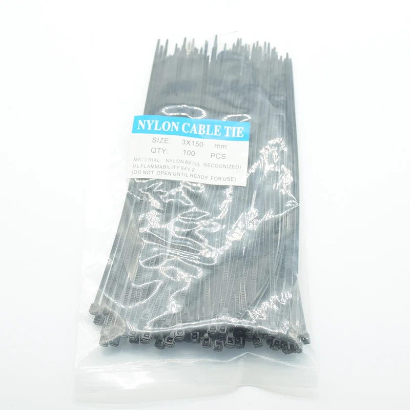 100 Pcs Nylon Cable Self-locking Plastic Wire Zip Ties Set 3*100/3*150/4*200 MRO & Industrial Supply Fasteners & Hardware Cable