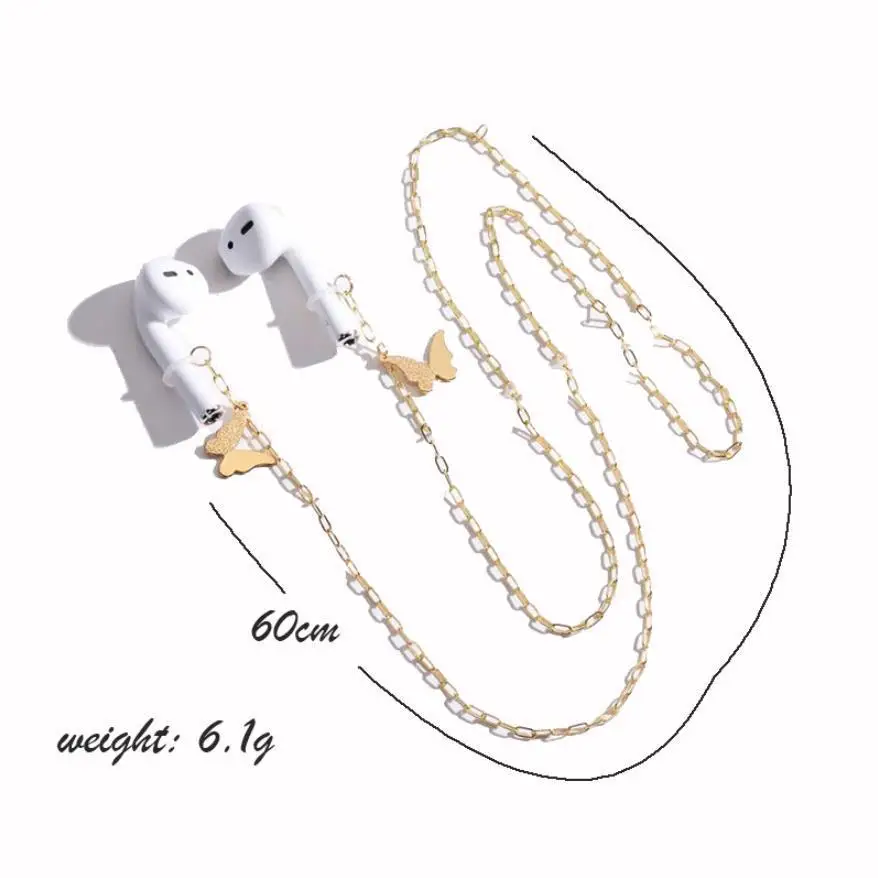 Bluetooth Headset Anti-lost necklace for Airpods Wireless Headset Earring Star butterfly Long necklace