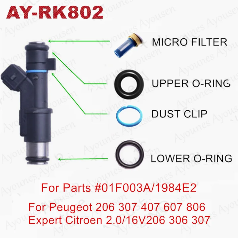 200sets Fuel Injector Service Kits For Part#1984E2 01F003A 01F002A 01F023 For Peugeot 206 307 406 407 607 806 807 Expert 2.0/16V