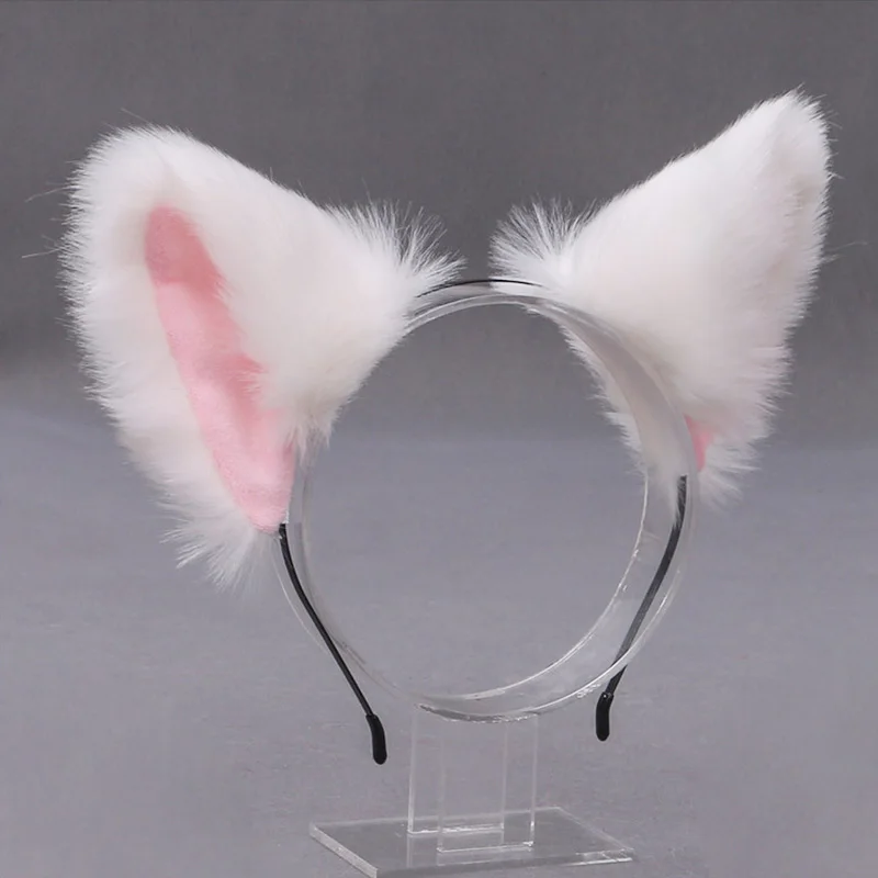 Cute Cat Fox Fur Ear Hair Hoops Night Party Club Cosplay Hairband Fur Headbands Bell Clips Girls Hair Accessories Ear Hair Band