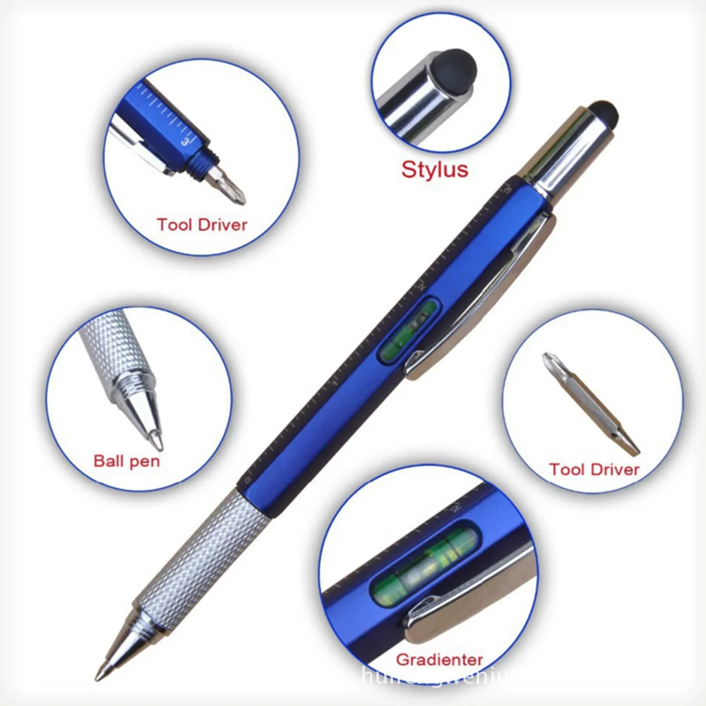 Multi function screw driver, tool pen, caliper, leveler, scale, capacitance touch ball pen