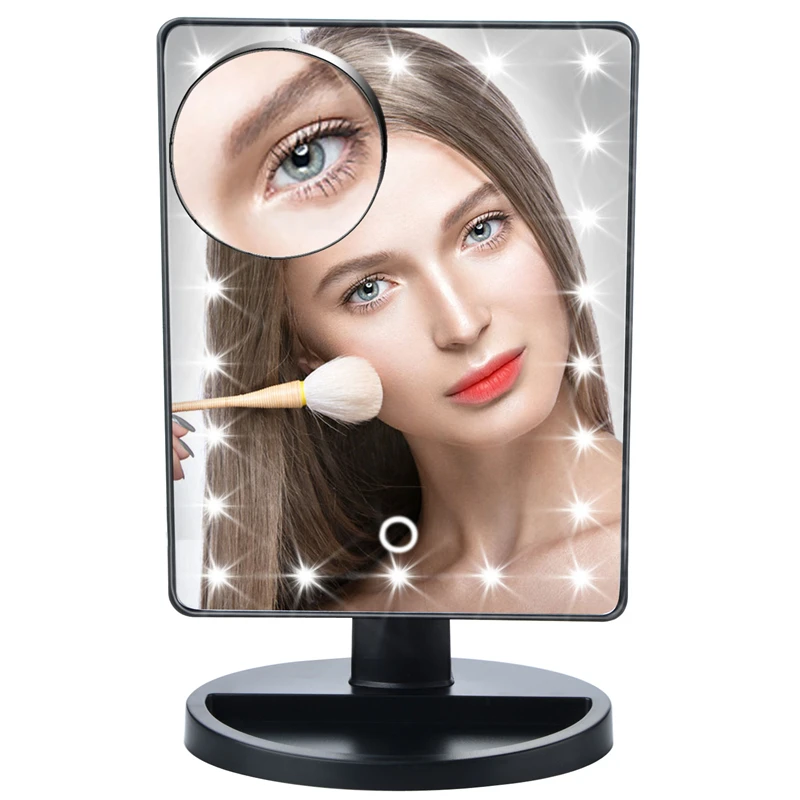 LED Touch Screen Makeup Mirror 10X Magnifying Professional Vanity Mirror With 22 LED Lights Health Beauty Adjustable Countertop