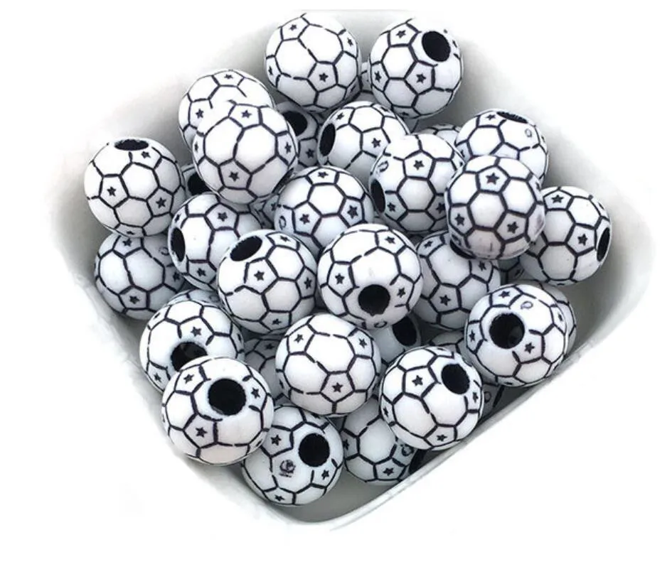 50pc/lot Football Baseball Basketball Tennis Acrylic Beads Sport Ball Spacer Beads Fit For Bracelet Necklace Diy Jewelry Making