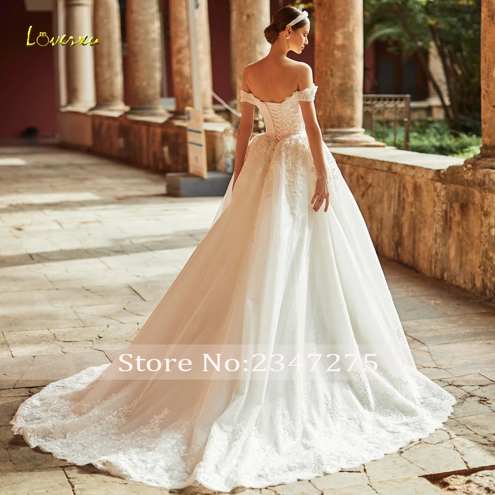 Loverxu Sexy Sweetheart Backless Lace Ball Gown Wedding Dresses 2023 Elegant Appliques Beaded Court Train Vintage Bridal Gown