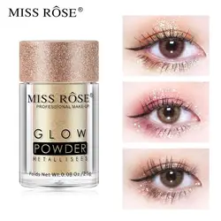 MISS ROSE 1pcs New Shimmer Eye Shadow Powder Makeup Pigment Waterproof Glitter Eyeshadow 3D Metallic Eyes Powder Cosmetics TSLM1