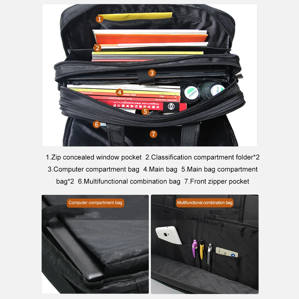 Men\'s Briefcase Male Large Shoulder Bag 17 Inch Laptop Bags Business Travel Handbags Multi-layer Multi-pocket Briefcases XA919ZC