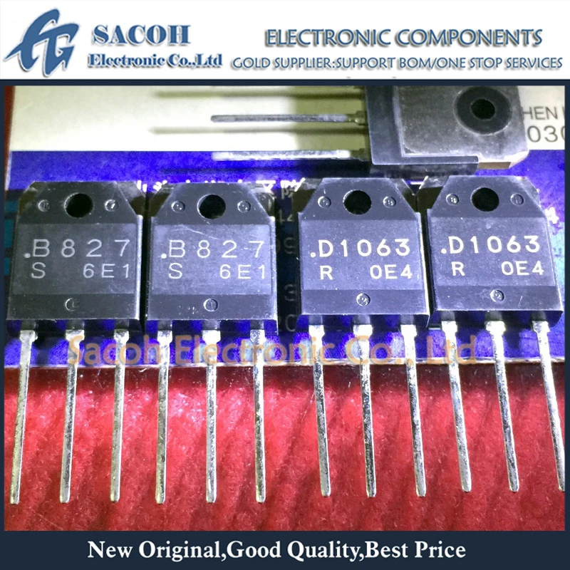 

10Pairs 2SB827 B827 + 2SD1063 D1063 TO-3P NPN PNP Epitaxial Planar Silicon Transistors