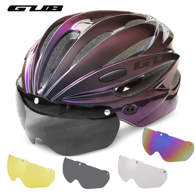 GUB K80 Bike Helmet with Visor Magnetic Goggles MTB Road Bicycle Cycling Safety Helmet Integrally-molded 58-62cm for Men Women