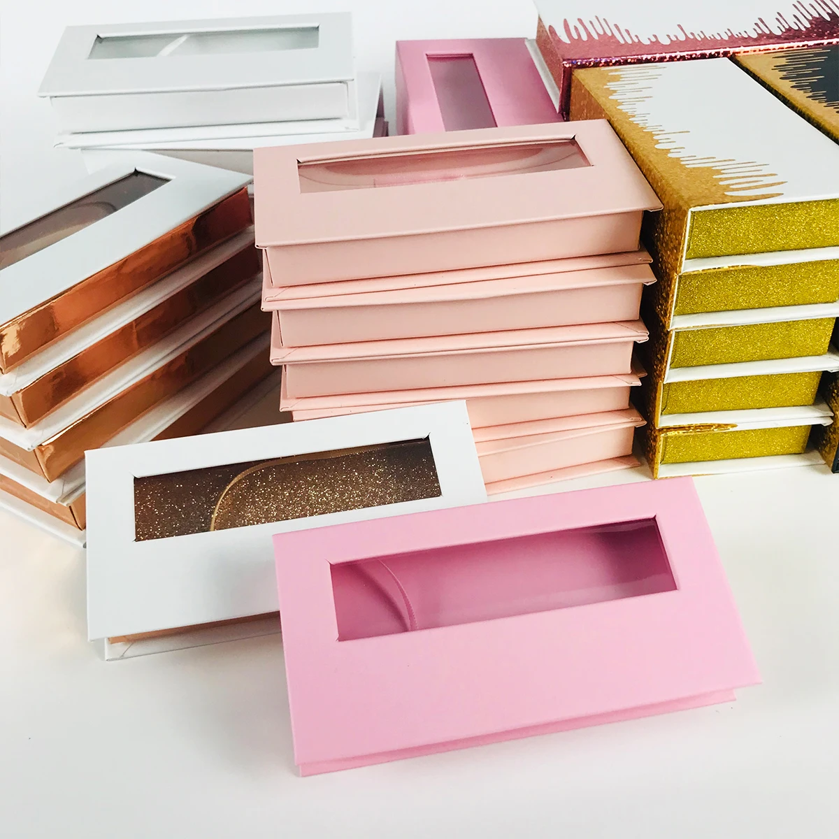 Eyelash Magnetic Boxes Design 3d Faux Mink Natural Lashes Package In Bulk Full Strip Eyelashes Case Packaging Custom Own Logo