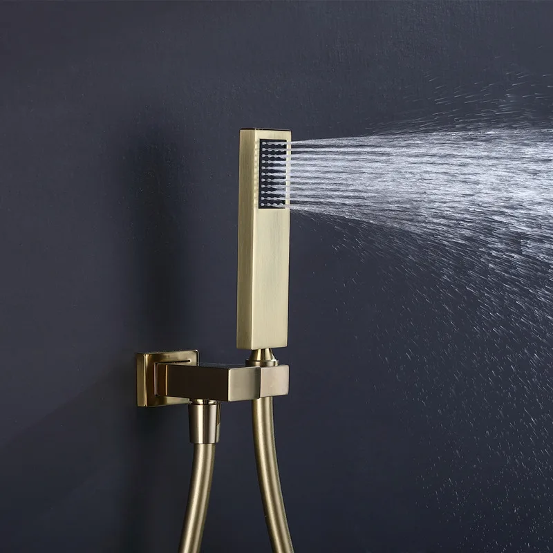 Luxury gold brush shower thermostatic constant golden shower mixer kit constant panel thermostatic wall shower 40 degree shower