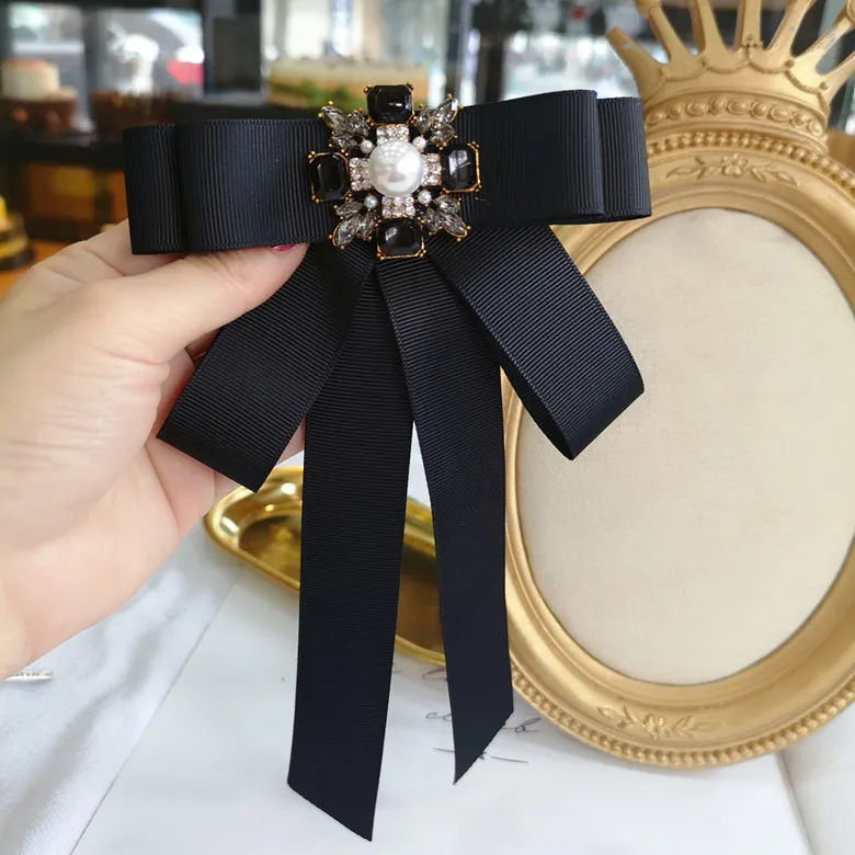 Spilla A Farfalla In Organza Con Perle E Nastro, Papillon Prelegato Per Donne E Ragazze, Accessorio Elegante Per Abito E Camicetta - 4