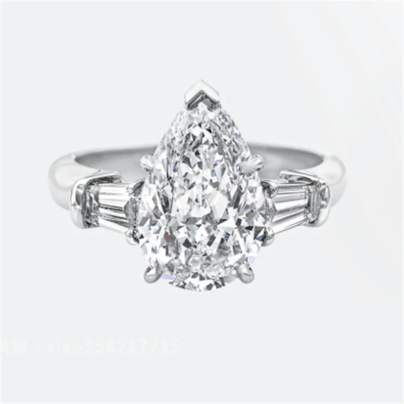 Solitaire 5ct Lab Diamond Ring Real 925 sterling silver Jewelry Engagement Wedding band Rings for Women Bridal Party accessory