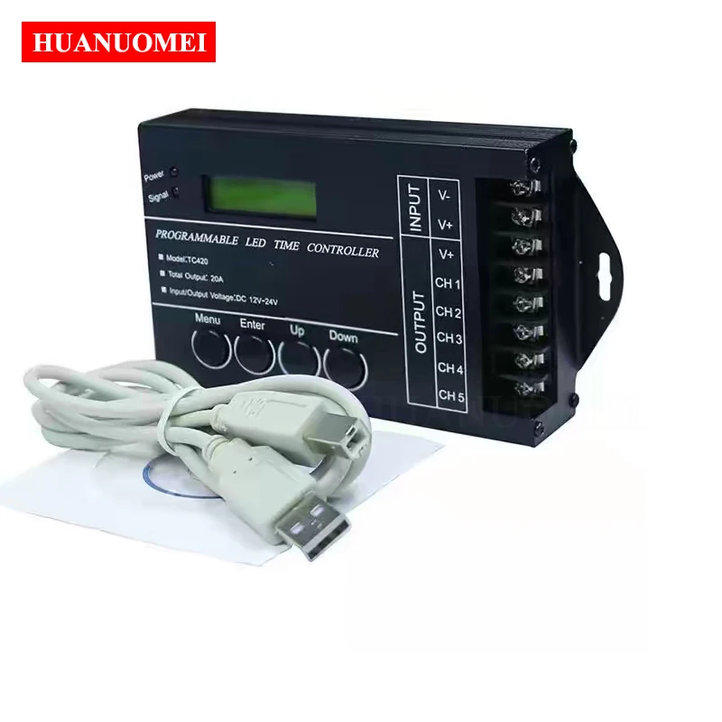 Hot 24hours Time Programmable LED Controller TC420 Dimmer for Single Color Or RGB LED Light 5Channels Output Max 20A DC12-24V