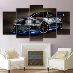 HD Printed Sport Cool Car Wall Art, Modular Modern Canvas, Living Room Pictures, Home Decor, Painting Poster Frame, 5 Panel