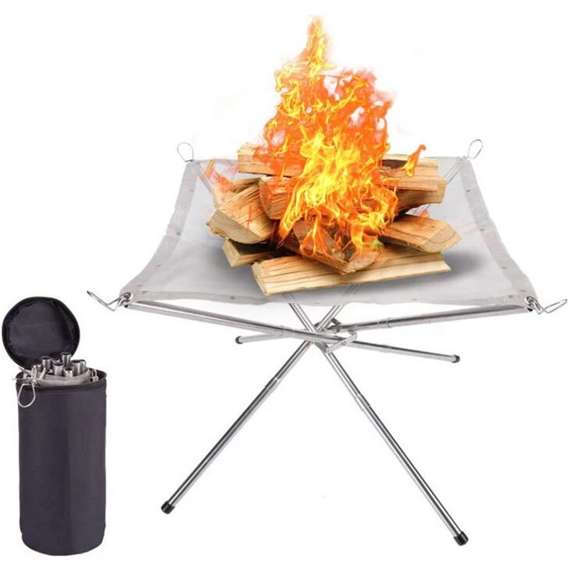 Disassemble Garden Backyard Heating Mesh Stainless Steel Outdoor Camping Campfire Fire Rack Foldable Mesh Fire Pit BBQ Tools