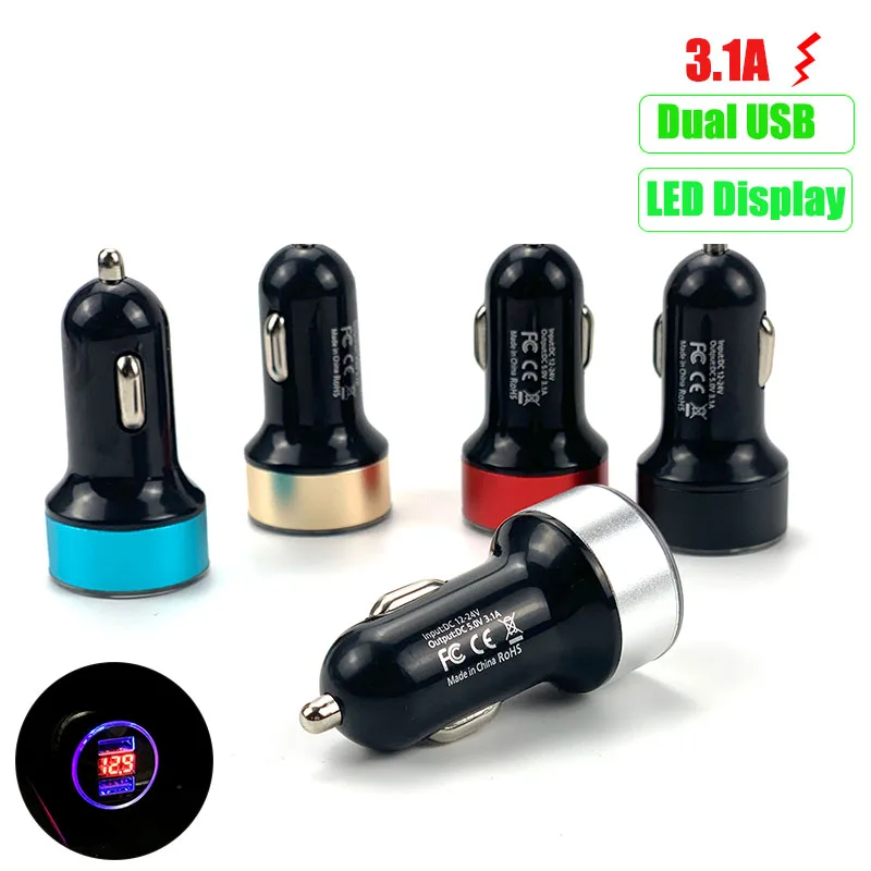 3.1A Dual USB Car Charger LED Display For Nissan Geniss Juke Almera Primera Pathfinder Sentra Versa Altima PATROL LEAF IDS Vmoti