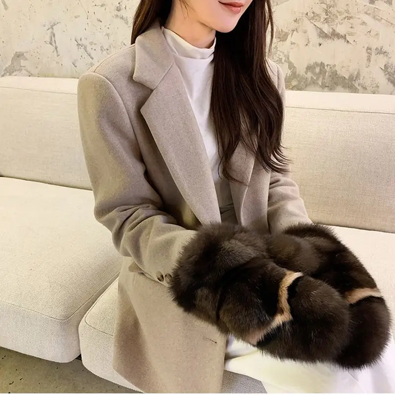 Luxury Real Sable Fur Gloves for Women, Genuine Mink Fur Mittens, Wrist Warmer, Fluffy Mittens, Winter Warm, H2865