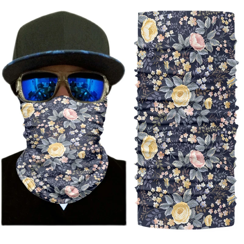 3D Printing Flower Series Outdoor Cycling Bike Scarf Face Neck Dustproof Turban Ladies Headwear Cover Bandana Halloween Scarf